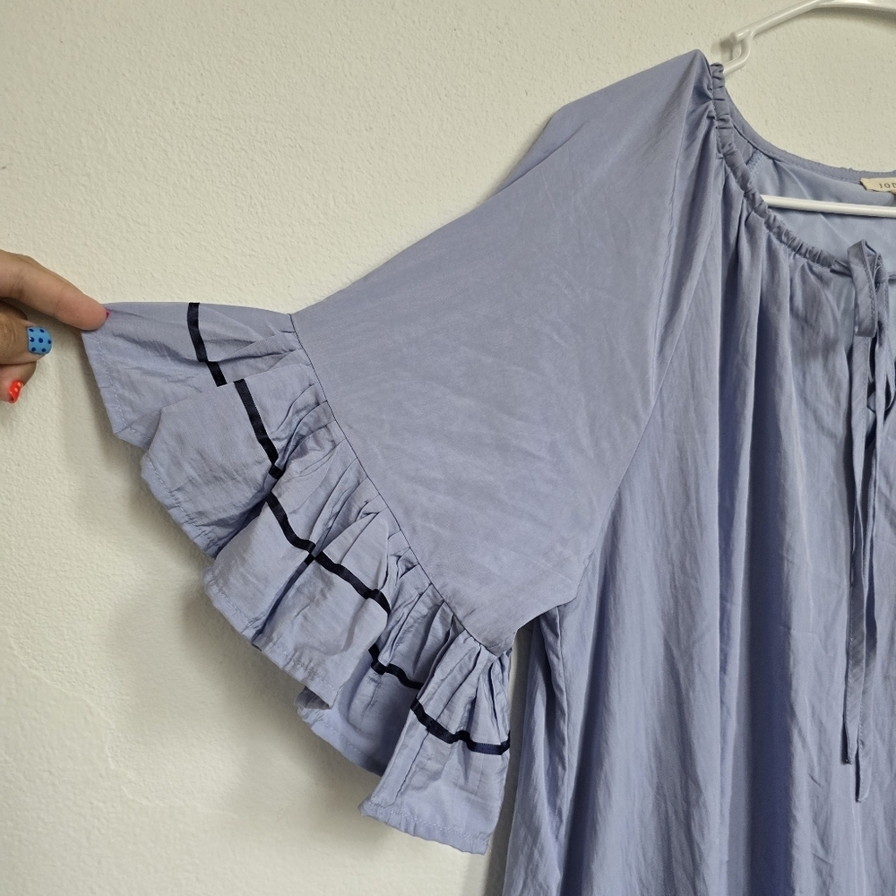 Jofifl Light Blue Solid Short Sleeve Pocketed Dress Large - Picture 7 of 13
